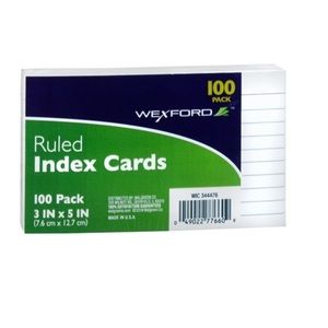 Wexford 100ct Ruled Index Cards NWT